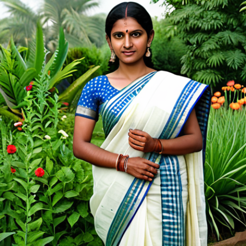 Home 20 **
"A woman with perfect anatomy, fully clothed in a traditional Indian sari, standing in a lush garden with various herbs and flowers, safe for work, appropriate content, professional setting, modest clothing, natural pose, well-formed hands, proper finger count, family-friendly, high-quality rendering, natural lighting."
**