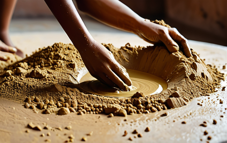 천연비누 모공 케어 - **Multani Mitti Cleansing:** "Close-up of Multani Mitti clay being mixed with water, creating a smoo...