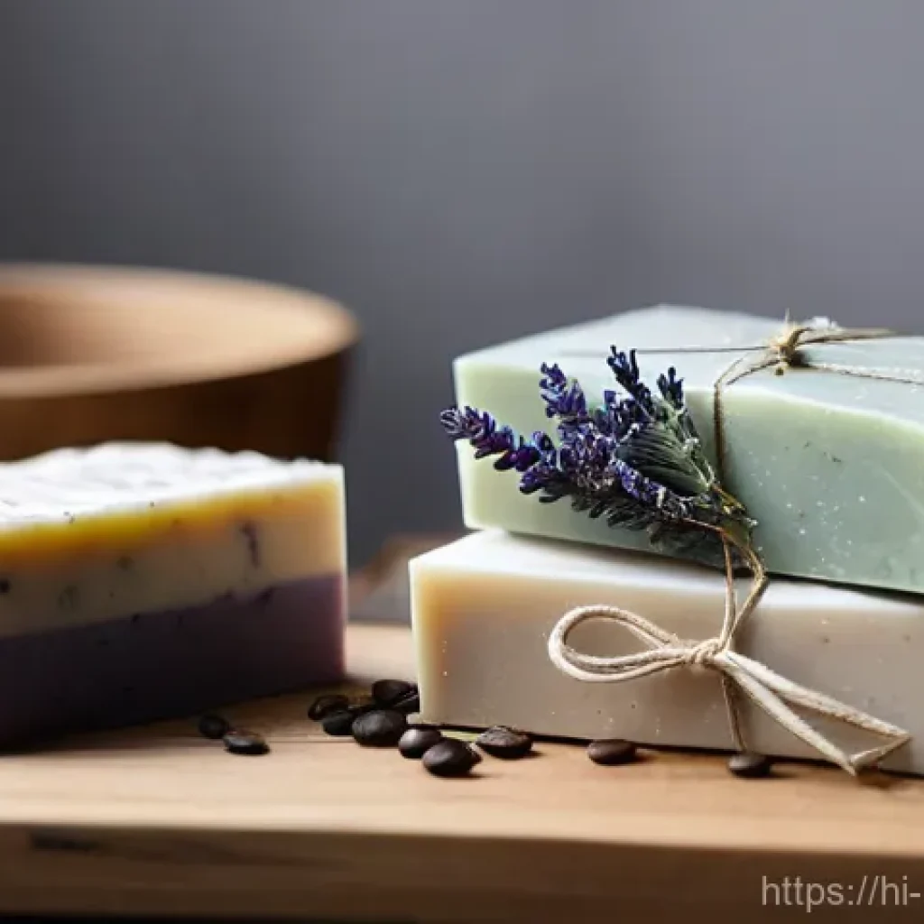 천연비누 판매방법 - **Prompt: "A close-up, high-resolution studio shot of an assortment of exquisitely crafted natural h...