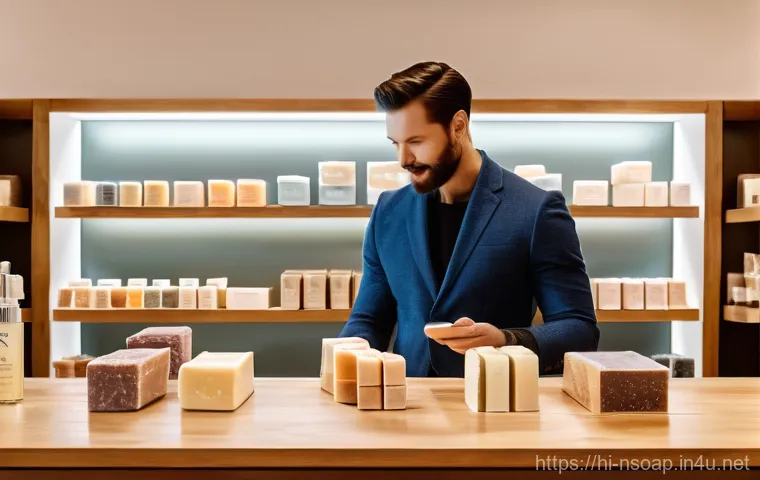 천연비누 파는 곳 - **Joyful Online Natural Soap Unboxing at Home:**
    A cozy and inviting living room with soft, natu...