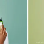 천연비누 화학물질 - **Prompt:** "A split image depicting a woman's skin transformation. On the left side, a woman in her...