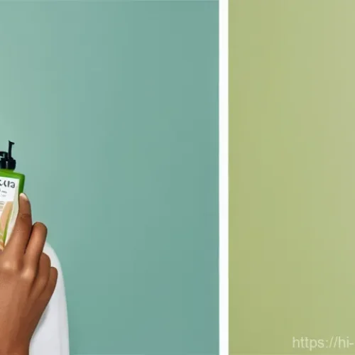 천연비누 화학물질 - **Prompt:** "A split image depicting a woman's skin transformation. On the left side, a woman in her...